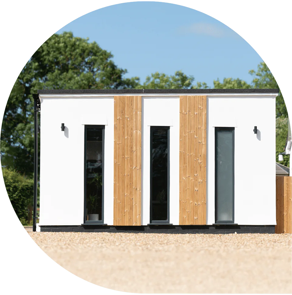 The timber-clad Designed Pilates studio building in Conington
